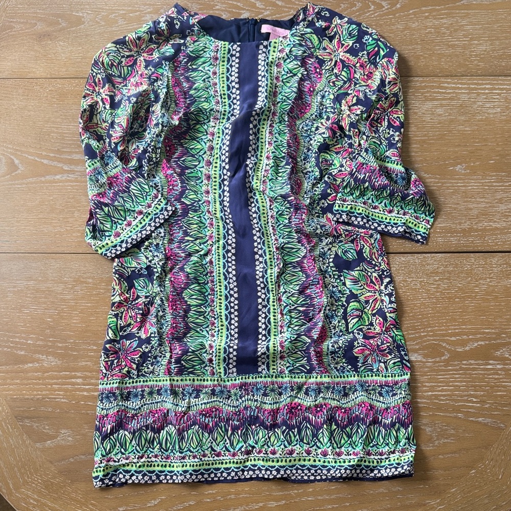 Lilly Pulitzer Navy and Pink Floral Dress